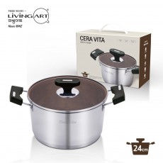 J-리빙아트 IH 세라비타 스텐냄비 양수 24cm - 카톤단위 6개